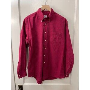 Brooks Brothers Sport Shirt Long Sleeve Red Navy Window Pane Pattern Men's M